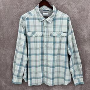 Columbia Shirt Mens 2XL Plaid Omni-Shade Long Sleeve Button Hiking Fishing